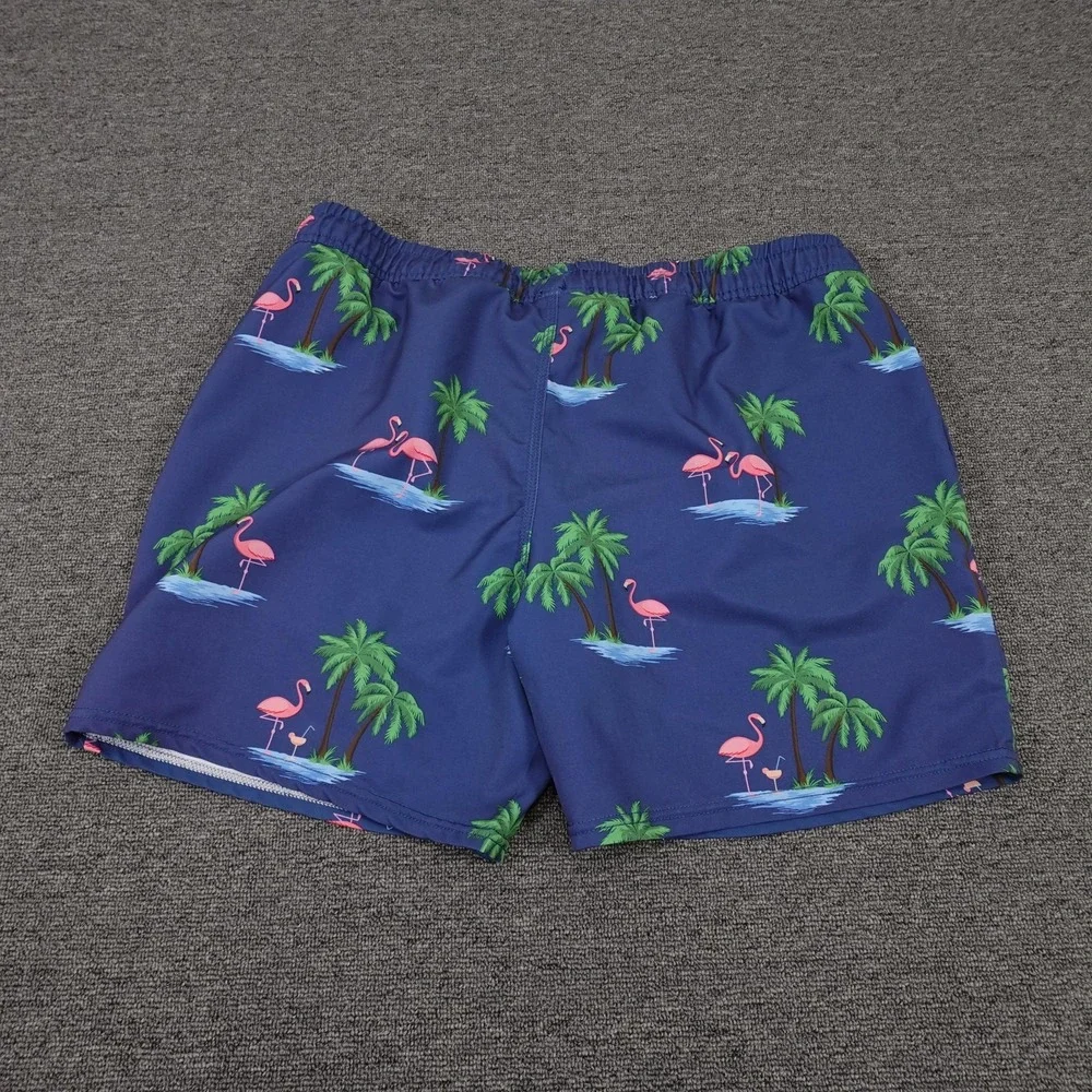 Sperry‎ Swim Shorts Mens Large Blue Flamingo Palm Tree Tropical Print Lined